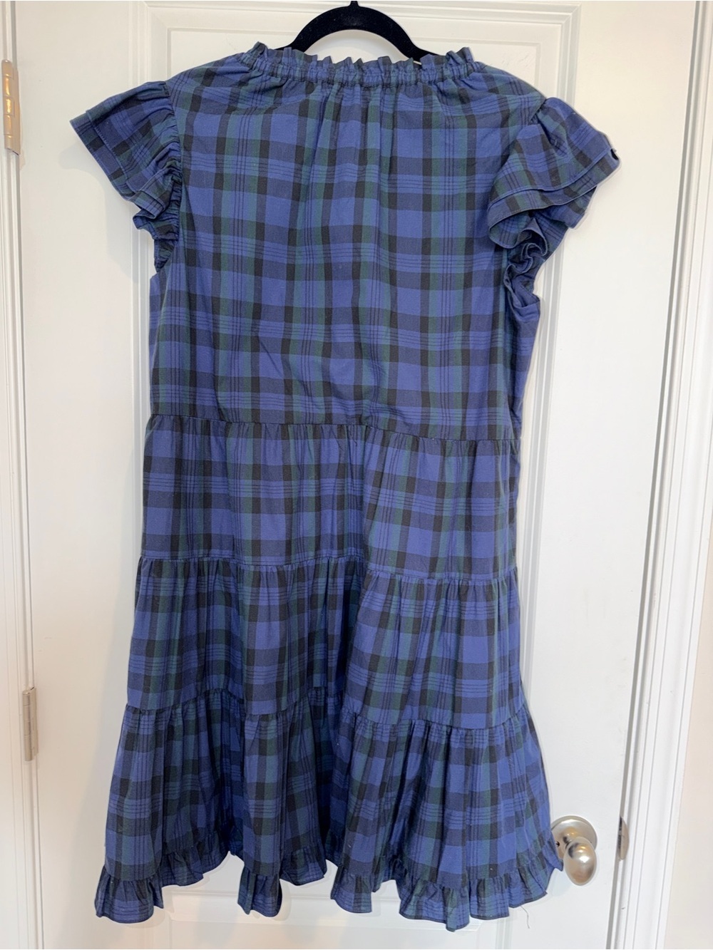 Sail to Sable/Size Large
Navy Plaid Ruffle Sleeve Women’s Dress - Picture 3 of 6